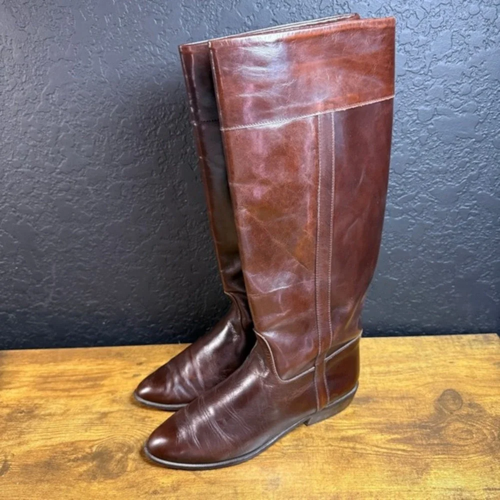 Charles David‎ Vintage Mahogany Brown Italian Leather Riding Boots Women 7B